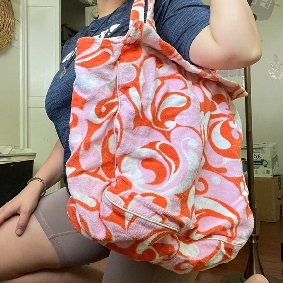 Vintage Y2K Victorias Secret Beach Pool Shoulder Bag Terry Cloth Groovy Paisley - Picture 6 of 6